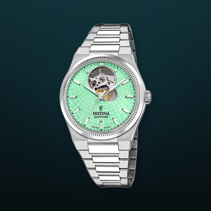 Rive Open Heart Green / Stainless Steel | Green Dial