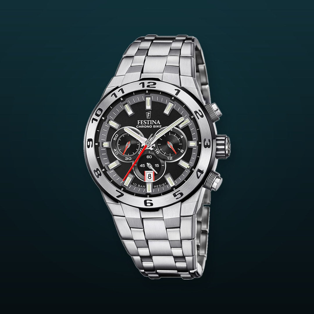Chrono Bike Black / Stainless steel Black Dial