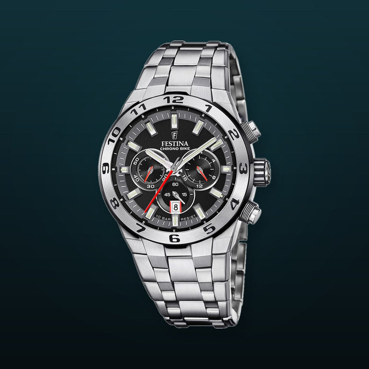 Chrono Bike Black / Stainless steel Black Dial