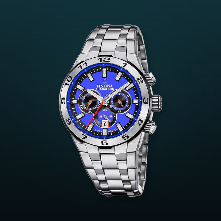 Chrono Bike Blue / Stainless steel Blue Dial
