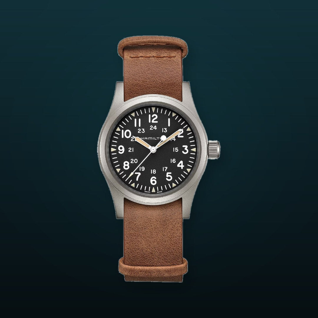 KHAKI FIELD Black / Leather Black Dial