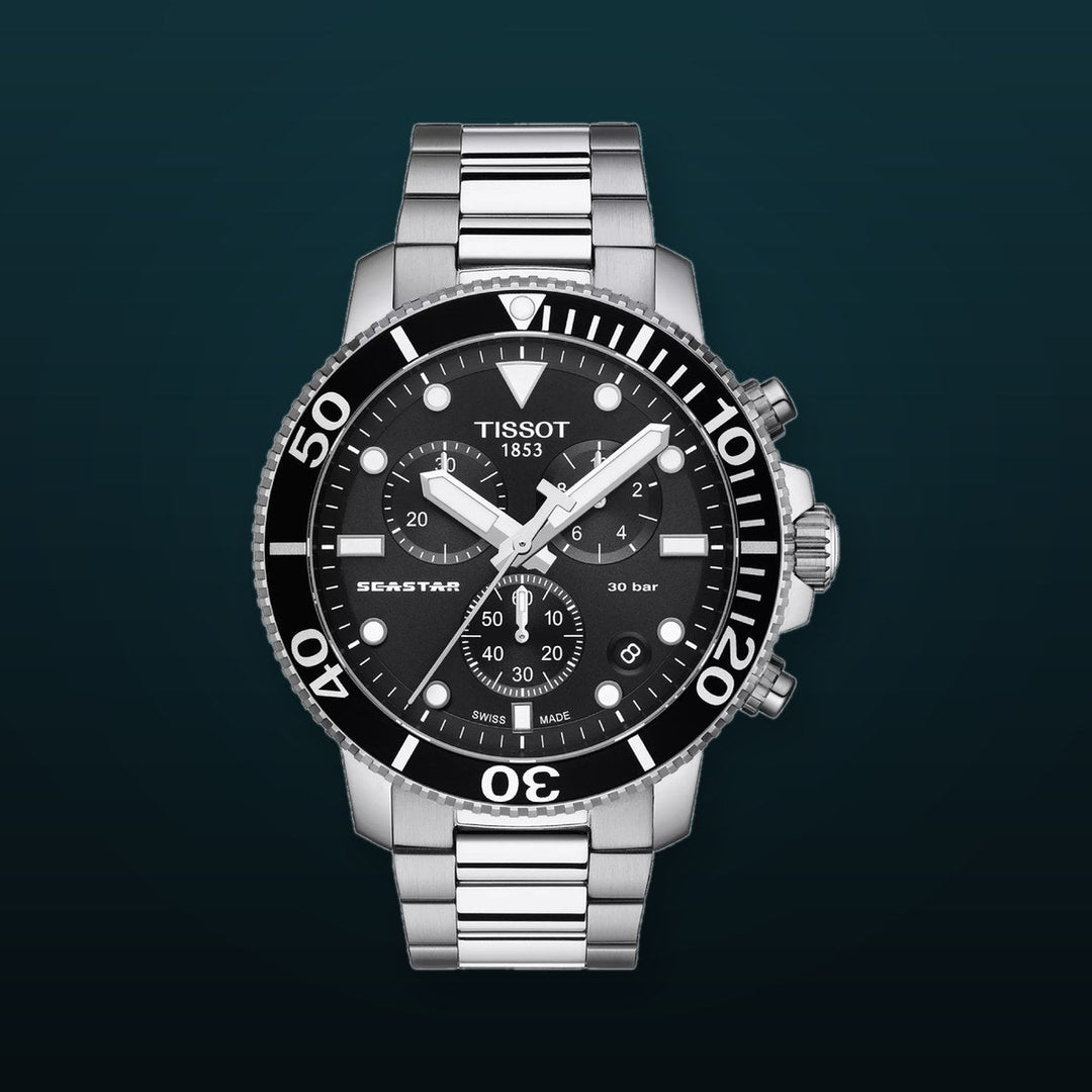 Seastar 1000 Chronograph Black / Stainless Steel Black Dial