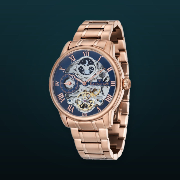 Longitude Automatic Skeleton Watch Black & Ionic Plating Rose Gold / Solid bracelet | Black Dial