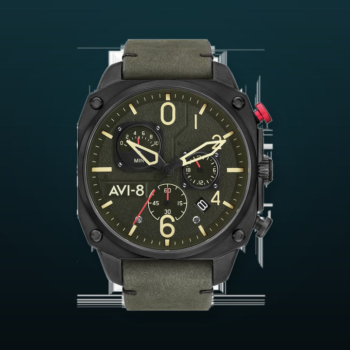 Hawker Hunter Retrograde Chronograph Green Dial / Leather | Green Dial