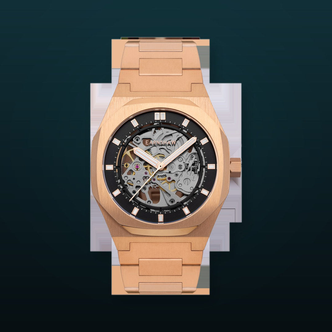 Drake Skeleton  Automatic Black / Rose / Stainless Steel | Black Dial