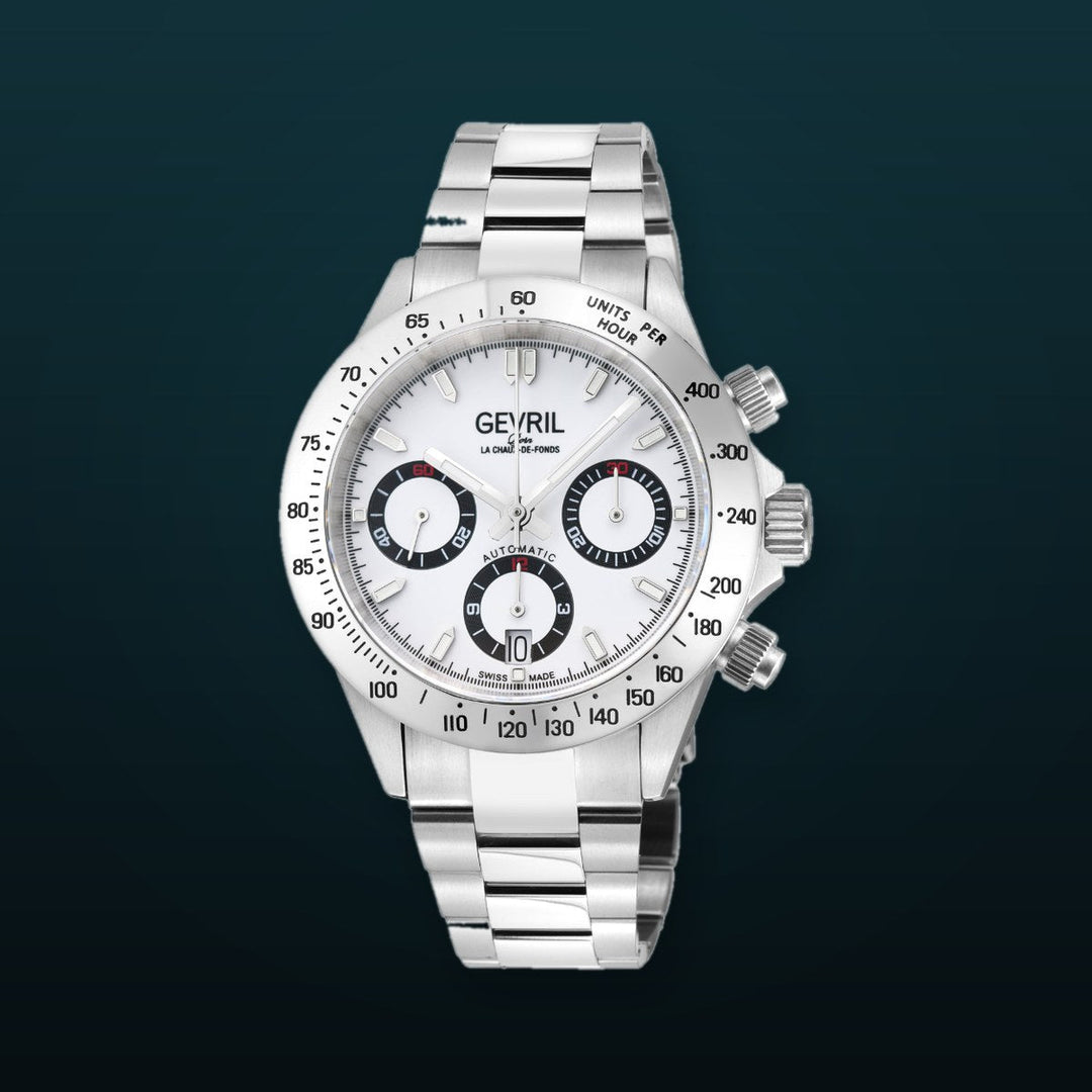 New Amsterdam Swiss made Automatic Chrono, ETA 7753, White Dial, Stainless steel | White Dial
