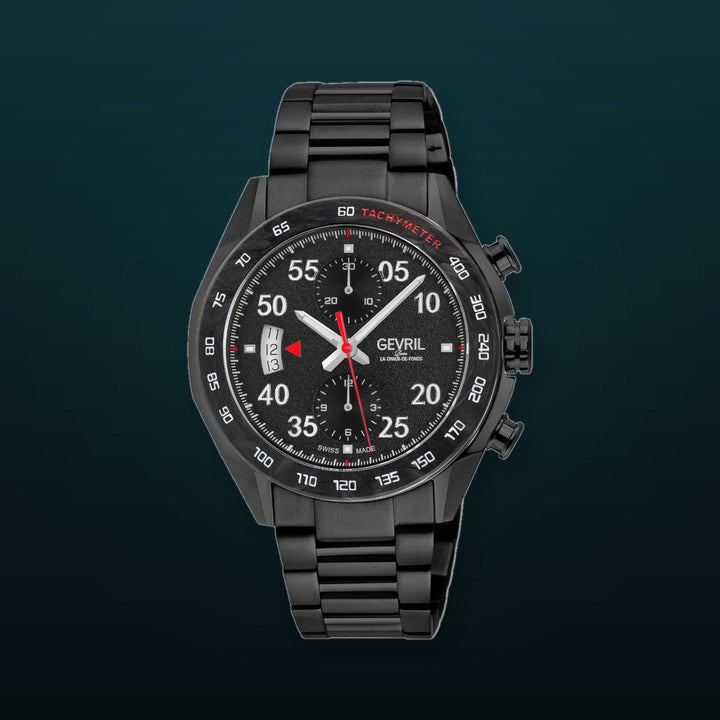Ascari - Chronograph Swiss made Automatic Chrono Sellita SW500 forged carbon bezel  Black, IPBK Stainless steel | Black Dial