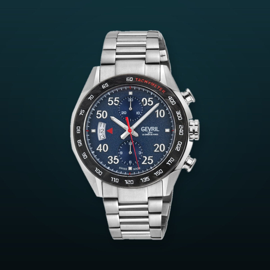 Ascari - Chronograph Swiss made Automatic Chrono Sellita SW500 forged carbon bezel  Blue Dial,  Stainless steel | Blue Dial
