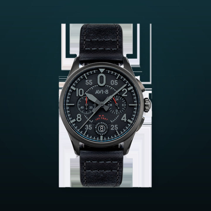 Spitfire Lock Chronograph Watch Black / Leather | Black Dial