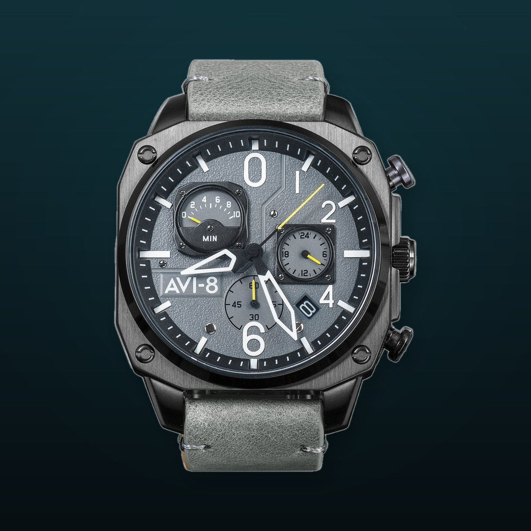 Hawker Hunter Retrograde Chronograph Gray / Leather | Gray Dial