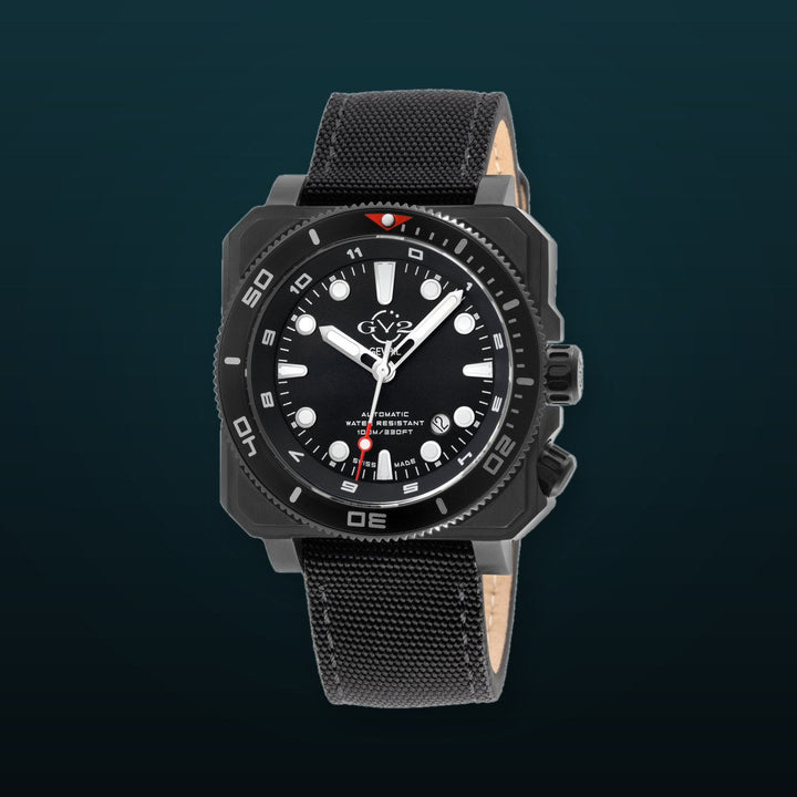 XO Submarine Sellita SW200 rotating bezel Black dial Black PVD Divers watch