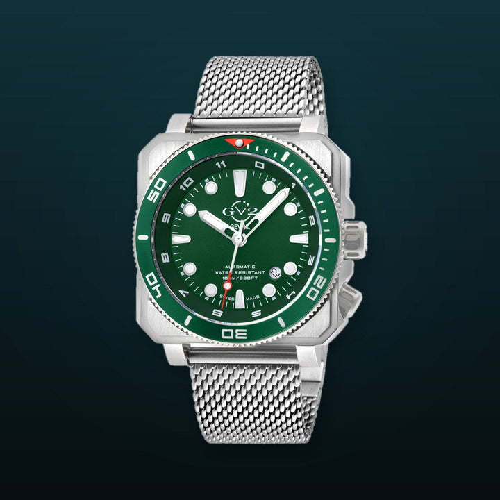 XO Submarine Sellita SW200 rotating bezel Green Diver, Mesh