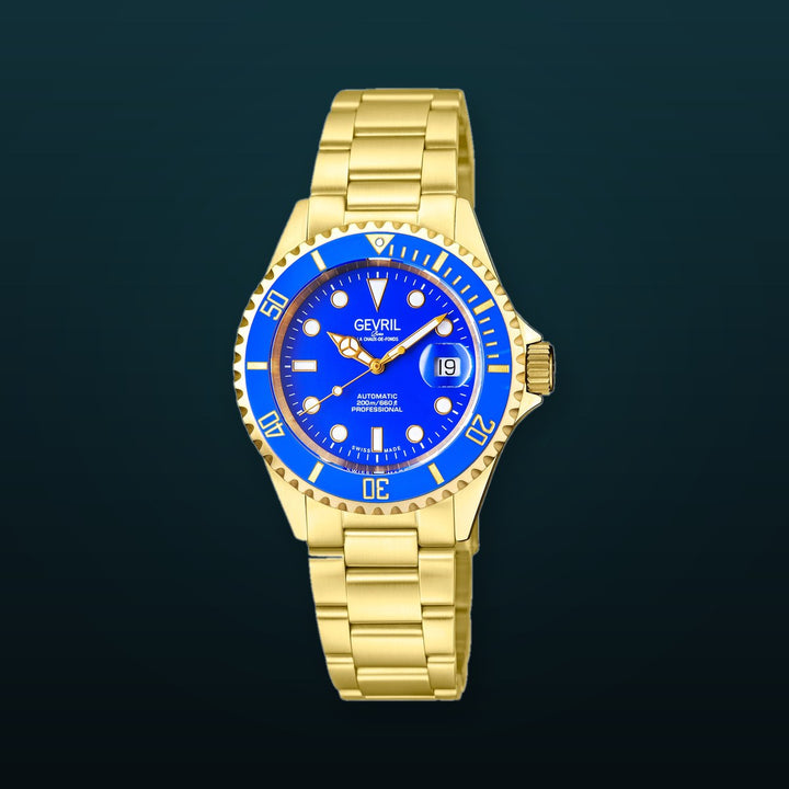 Wall Street Swiss Automatic  SW200 Blue Ceramic Bezel, IPYG Bracelet, Blue dial Blue Dial