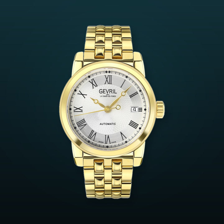 Madison Gevril Madison Sellita SW200 Watch exhibition caseback gold | Silver Dial