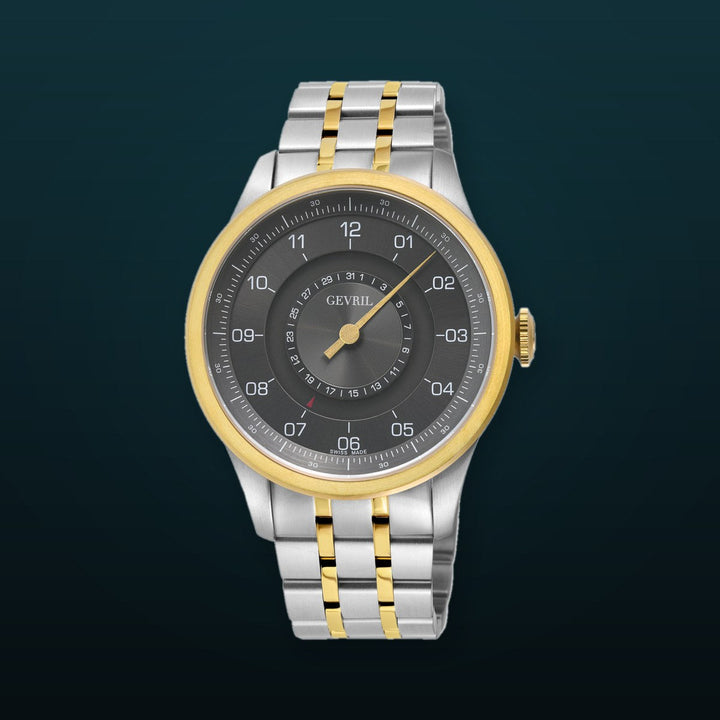 Jones Swiss automatic SW200 single handed watch  Gray Two-tone | Gray Dial