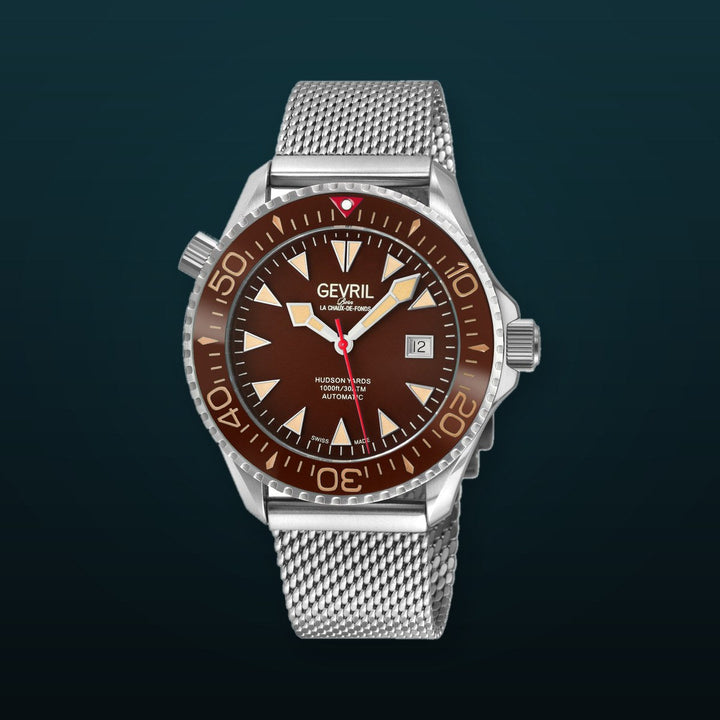 Hudson Yards Swiss Automatic SW200 - Date display Diver watch, Brown Ceramic bezel, Brown enamel dial with Old Radium Luminous | Brown Dial