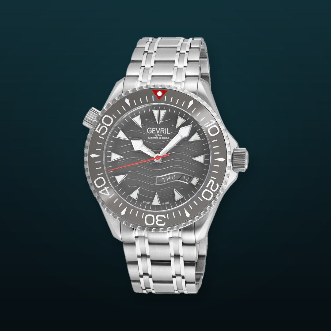 Hudson Yards Swiss Automatic Custom made SW220 - Day/Date display Diver watch, Grey Ceramic bezel, Unidirectional Rotating bezel. | Grey Dial