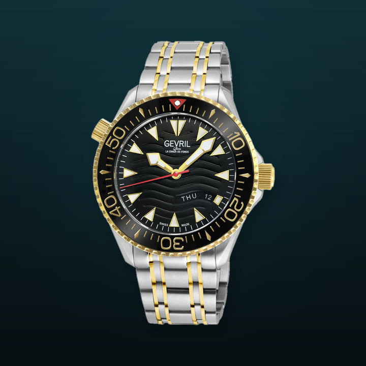 Hudson Yards Swiss Automatic Custom made SW220 - Day/Date display Diver watch, Black Ceramic bezel, Unidirectional Rotating bezel. | Blue Dial