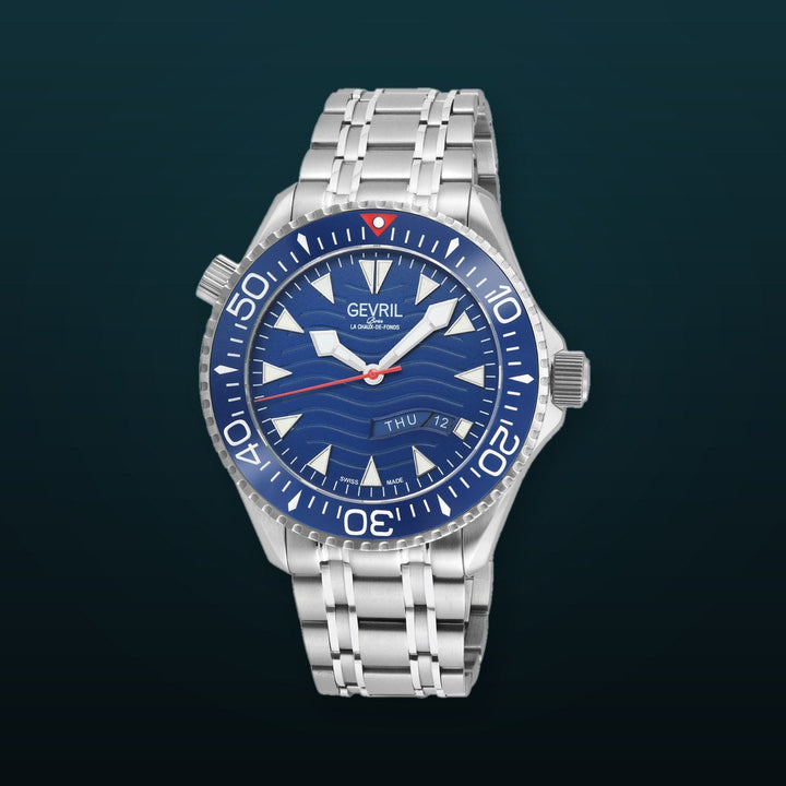 Hudson Yards Swiss Automatic Custom made SW220 - Day/Date display Diver watch, Blue Ceramic bezel, Unidirectional Rotating bezel. | Blue Dial