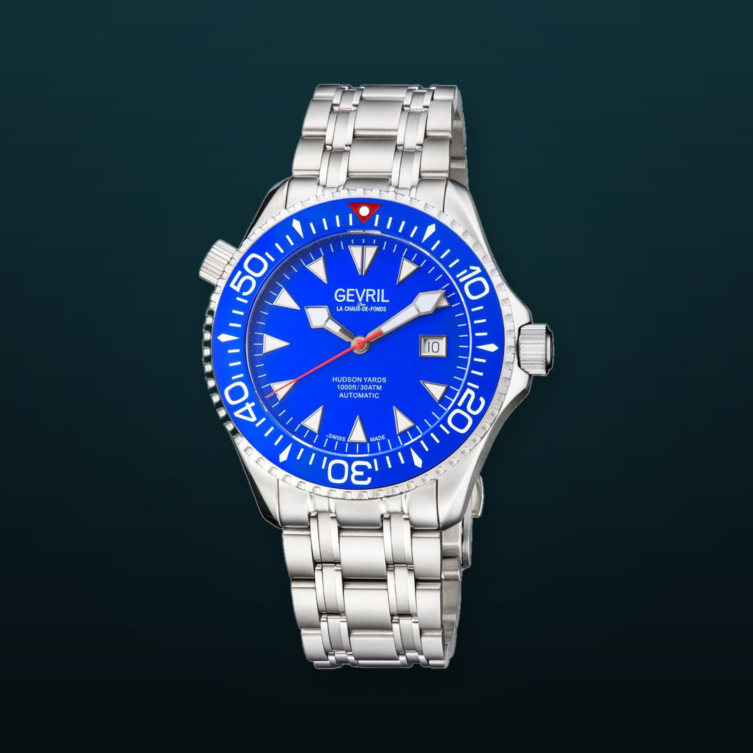 Hudson Yard Sellita SW200, 1000 Ft WR helium valve, ceramic bezel Swiss Made watch | Blue Dial