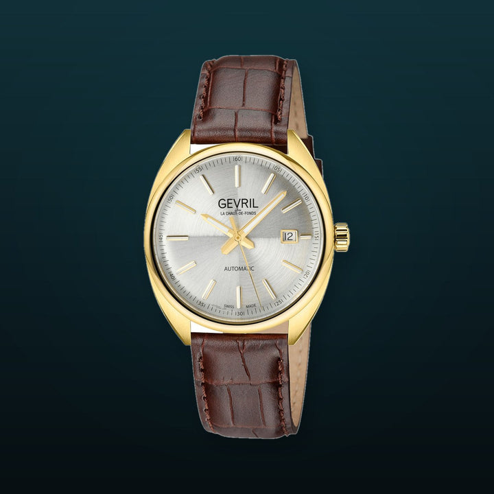 Five Points Swiss Made SW200 Silver dial Brown band YG | Silver Dial