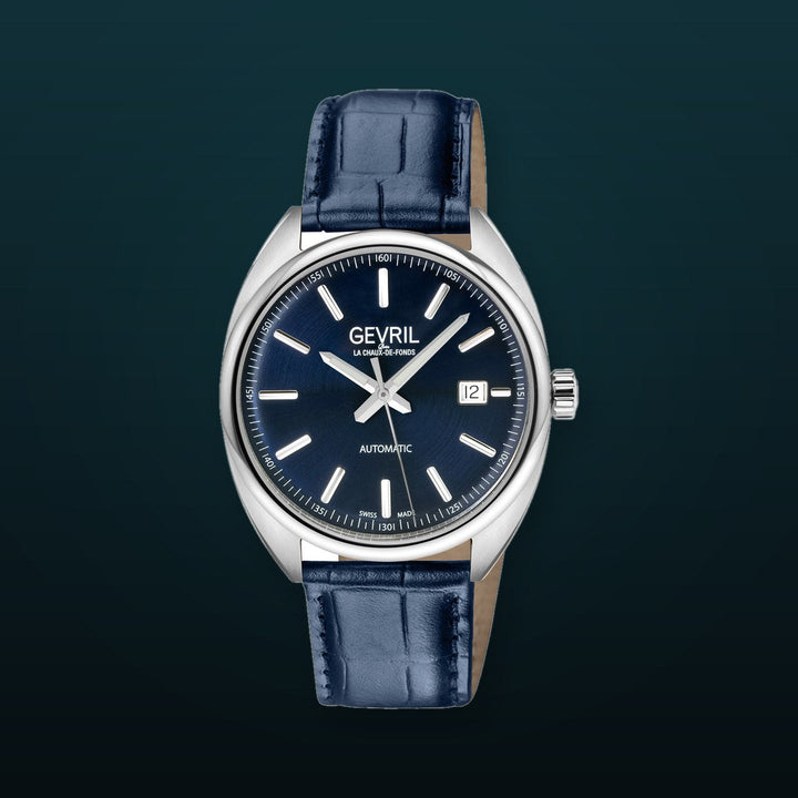 Five Points Gevril Selita SW200 Swiss Made Five Points Watch Italian Blue Leather | Blue Dial