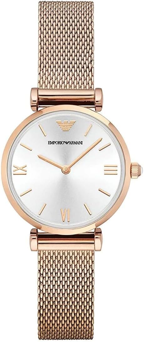 Retro Silver Dial / Rose Gold-Tone Stainless Steel Mesh Bracelet Silver Dial