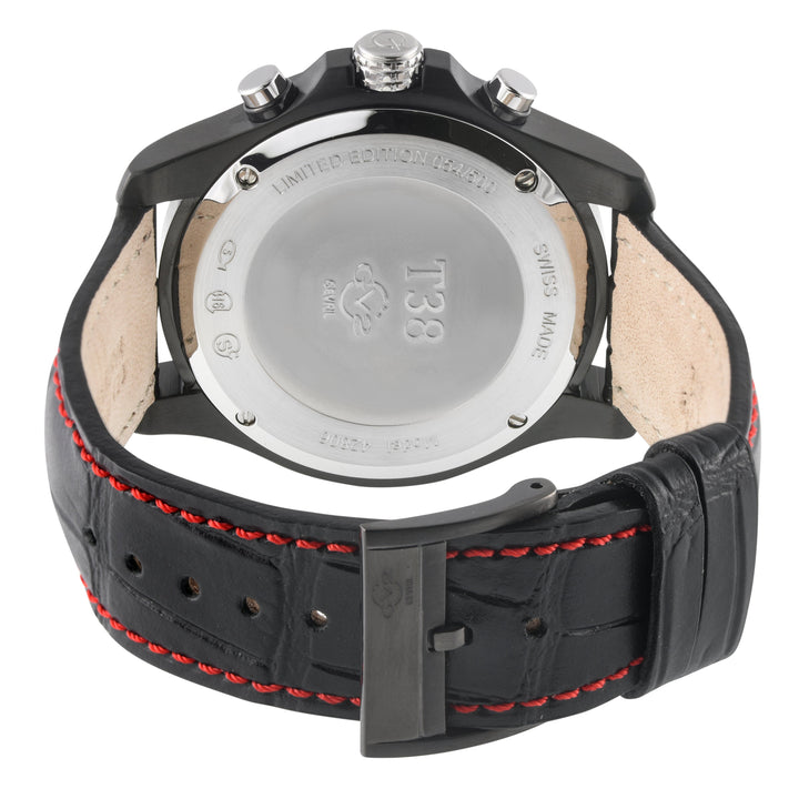 T38 GV2 Swiss Quartz Chronograph, 316L IPBLK Case, Black Enamel Dial, Black Hand