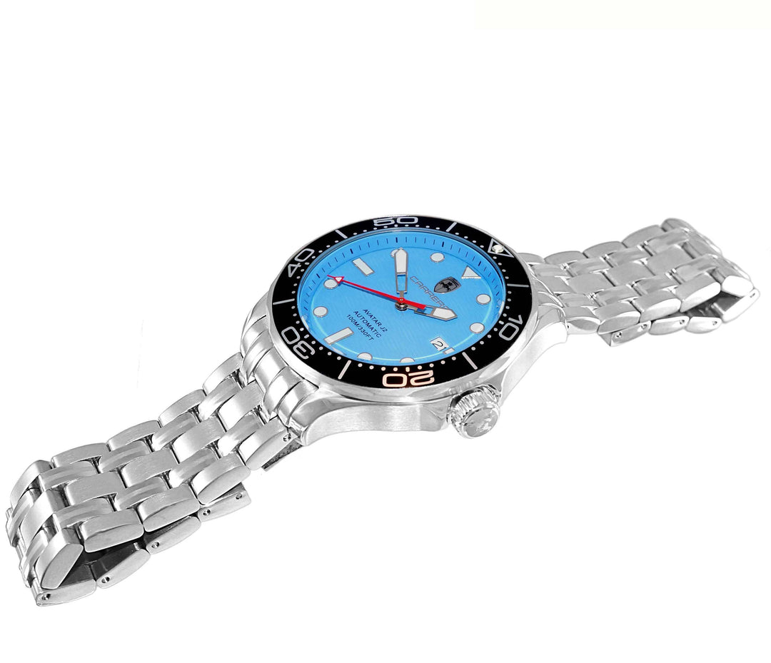 AVATAR-J2 Silvertone/Light Blue-Black | Light Blue Dial