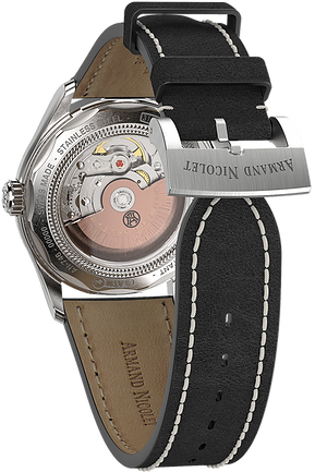 MO2-HS2 Jumping Hour Silver Dial / Black Leather Strap Silver Dial