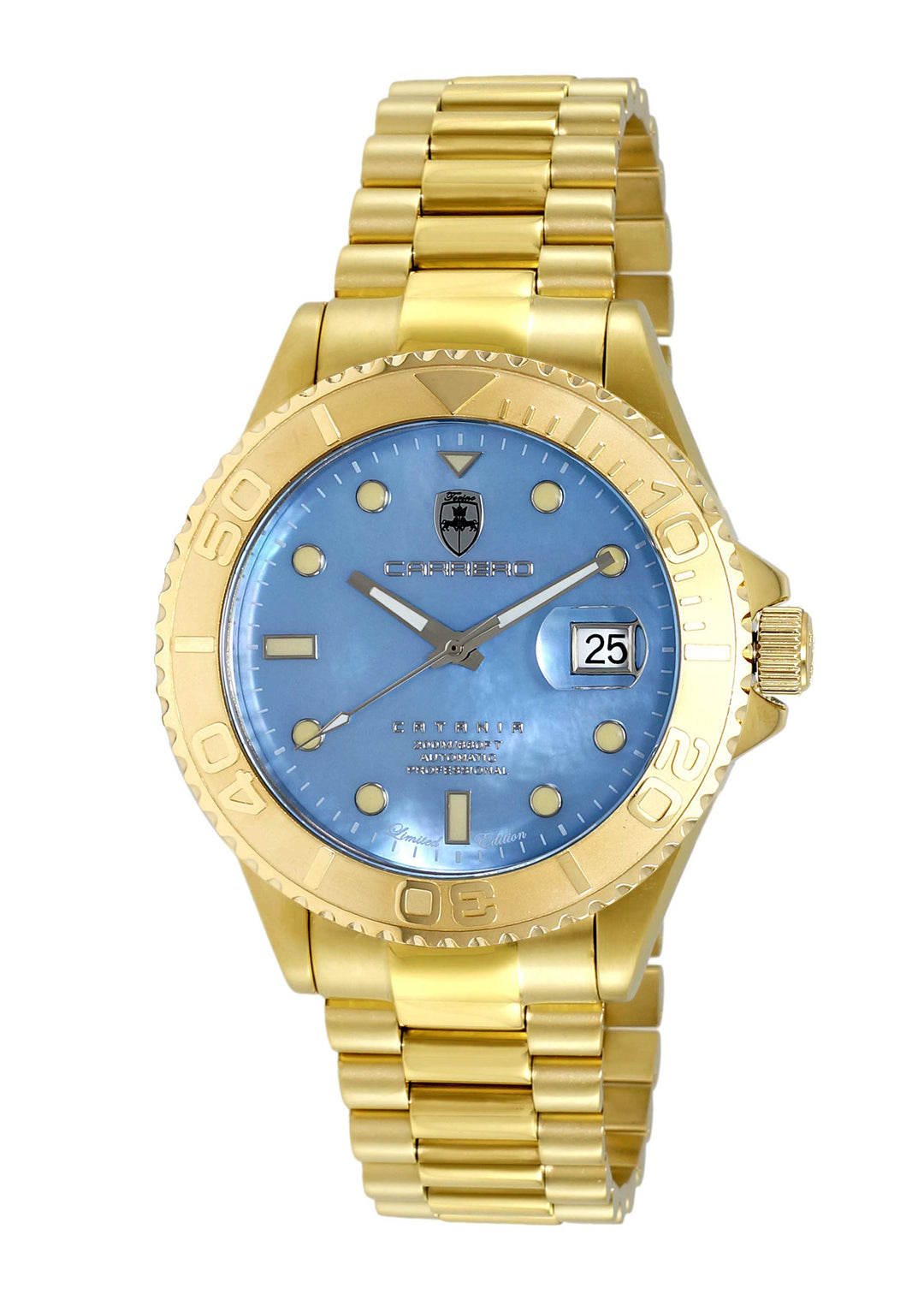 Catania MOP Goldtone-Blue Blue Dial