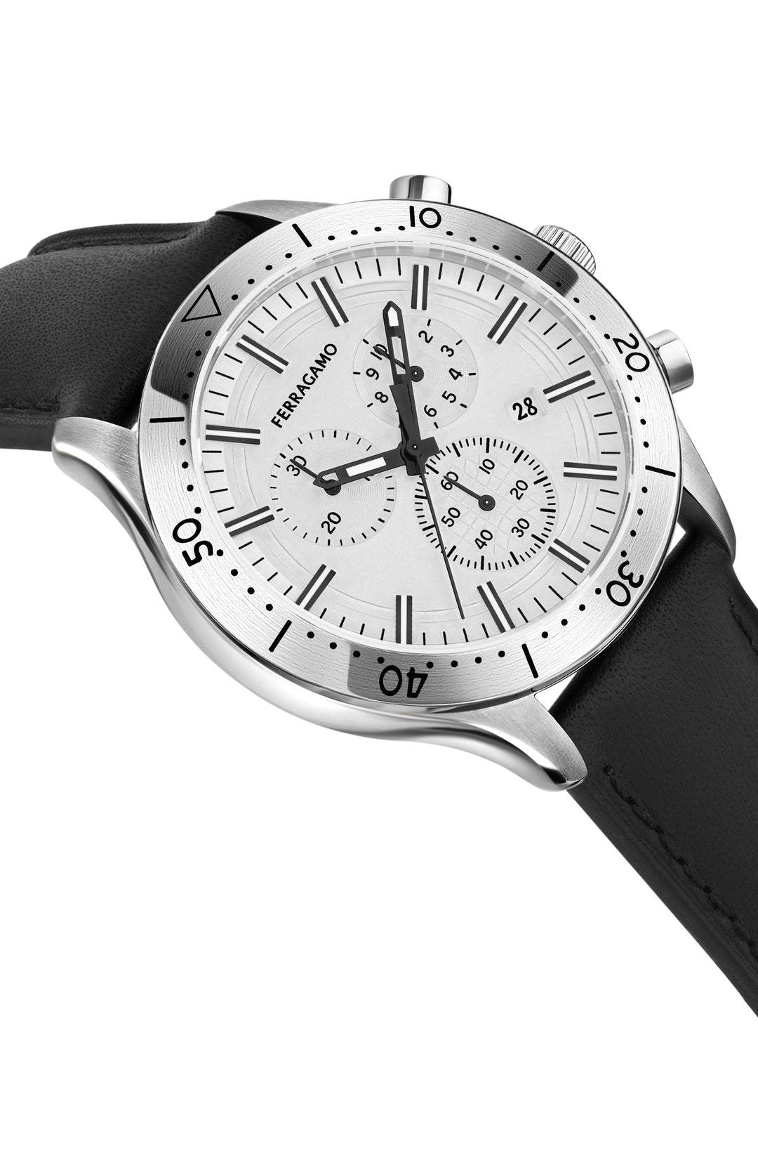 Ferragamo Master Chrono 43mm / Silver / Black | Silver Dial
