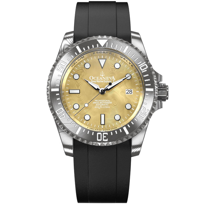 Deep Marine Explorer II Damascus Grey Bezel| Gold Dial