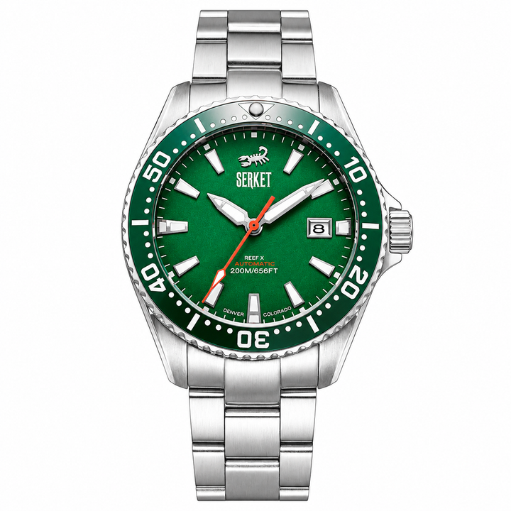 Reef X Diver Emerald Green 43mm 3-Link Bracelet Green Dial