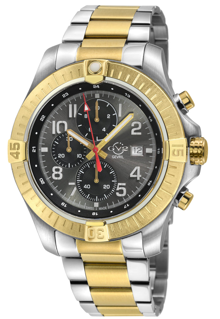 T38 GV2 Swiss Quartz Chronograph, 316L IPYG Case, Black Enamel Dial, Two toned31