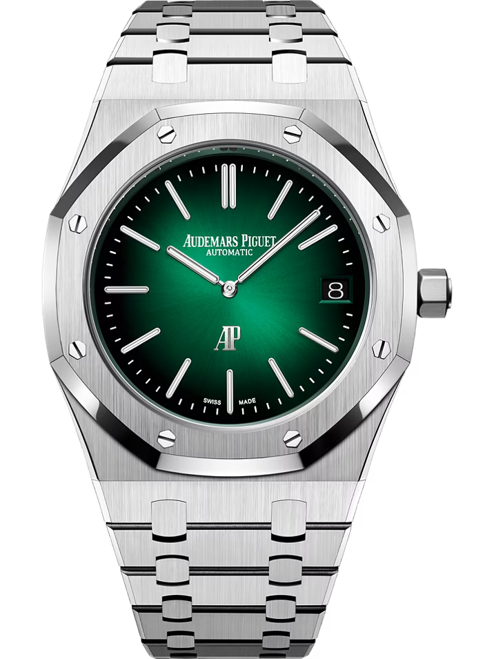 Audemars Piguet ROYAL OAK 39MM SMOKED GREEN DIAL PLATNIUM JUMBO EXTRA-THIN 15202PT.OO.1240PT.01 MENS WATCH