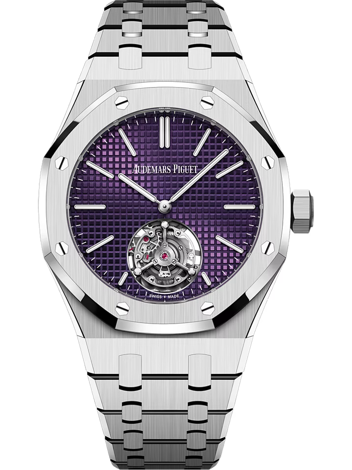 Audemars Piguet ROYAL OAK 37MM PLUM DIAL STAINLESS STEEL FLYING TOURBILLON EXTRA-THIN 5OTH ANNIVERSARY 26660ST.OO.1356ST.01 MENS WATCH