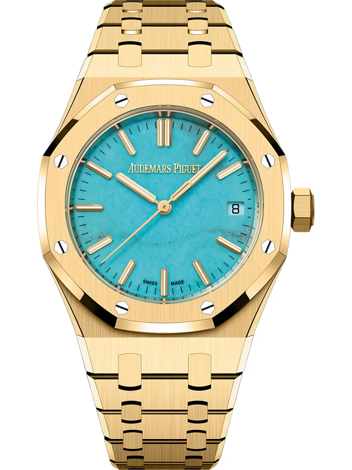 Audemars Piguet ROYAL OAK 37MM TURQUOISE DIAL 18K YELLOW GOLD 15550BA MENS WATCH