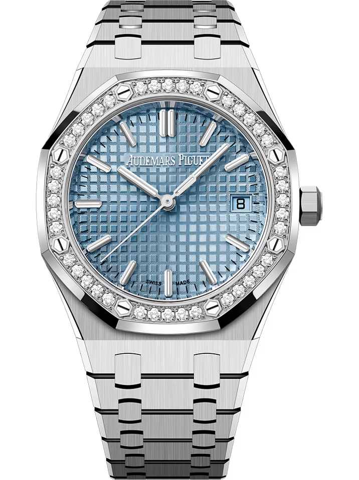 Audemars Piguet ROYAL OAK 34MM LIGHT BLUE DIAL STAINLESS STEEL DIAMOND BEZEL 77451ST.ZZ.1361ST.03 LADIES WATCH