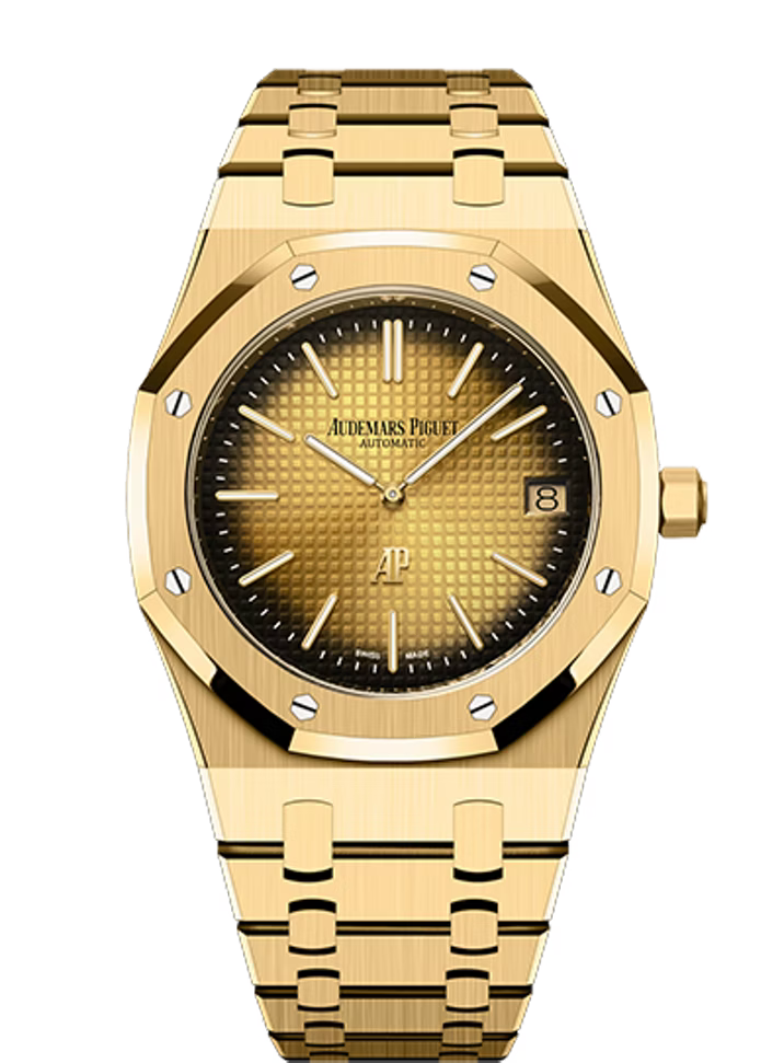 Audemars Piguet ROYAL OAK 39MM SMOKED YELLOW GOLD-TONED DIAL 18K YELLOW GOLD JUMBO EXTRA-THIN 16202BA.OO.1240BA.02 MENS WATCH