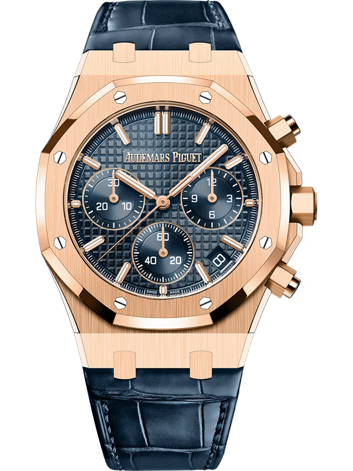 Audemars Piguet ROYAL OAK 41MM  BLUE DIAL 18K PINK GOLD CHRONOGRAPH Ref. 26240OR MENS WATCH