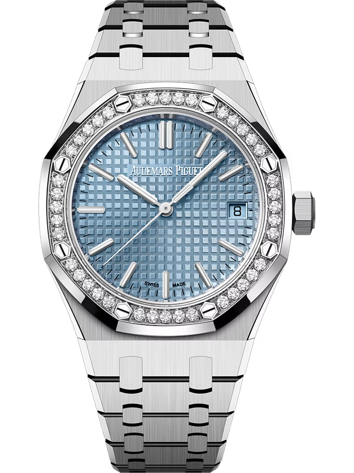 Audemars Piguet ROYAL OAK 37MM LIGHT BLUE DIAL DIAMOND BEZEL Ref. 15551ST.ZZ.1356ST.04 MENS WATCH