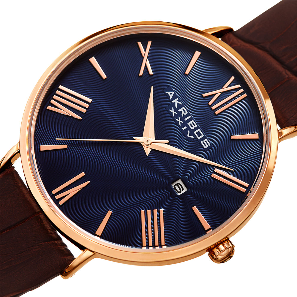 AK1041RGBU-Casual Brown/Leather | Blue Dial
