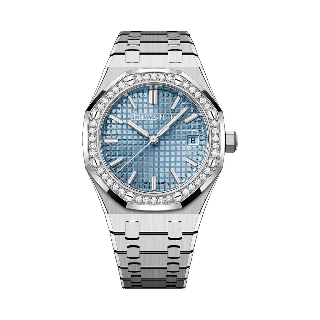 Audemars Piguet ROYAL OAK 34MM LIGHT BLUE DIAL STAINLESS STEEL DIAMOND BEZEL 77451ST.ZZ.1361ST.03 LADIES WATCH