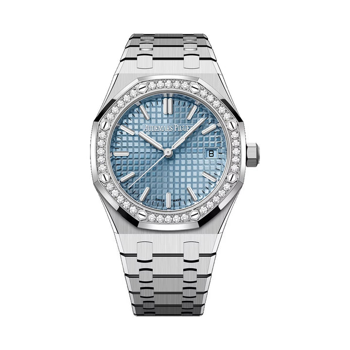 Audemars Piguet ROYAL OAK 34MM LIGHT BLUE DIAL STAINLESS STEEL DIAMOND BEZEL 77451ST.ZZ.1361ST.03 LADIES WATCH