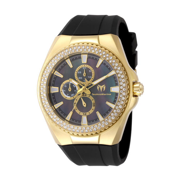 Cruise Monogram Black And Gold Dial Black Stainless Steel And Silicone Strap 45m