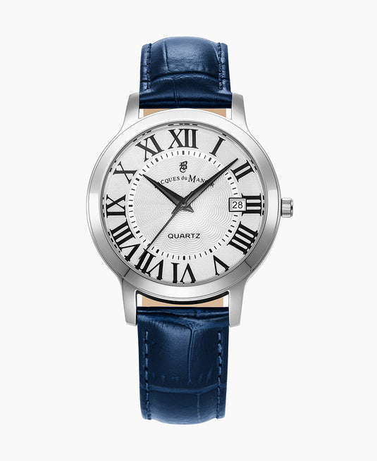 Genesis Blue Leather Strap / White Dial