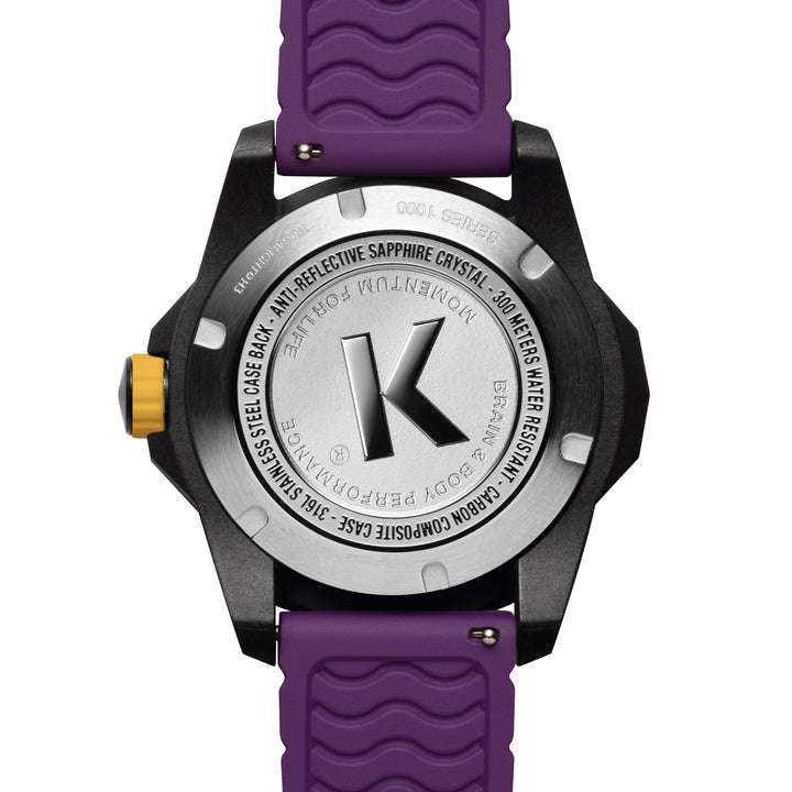 Kenetik Carbon Composite Dive CARBON CASE/BLACK & BLUE DIAL/YELLOW STRAP Black &