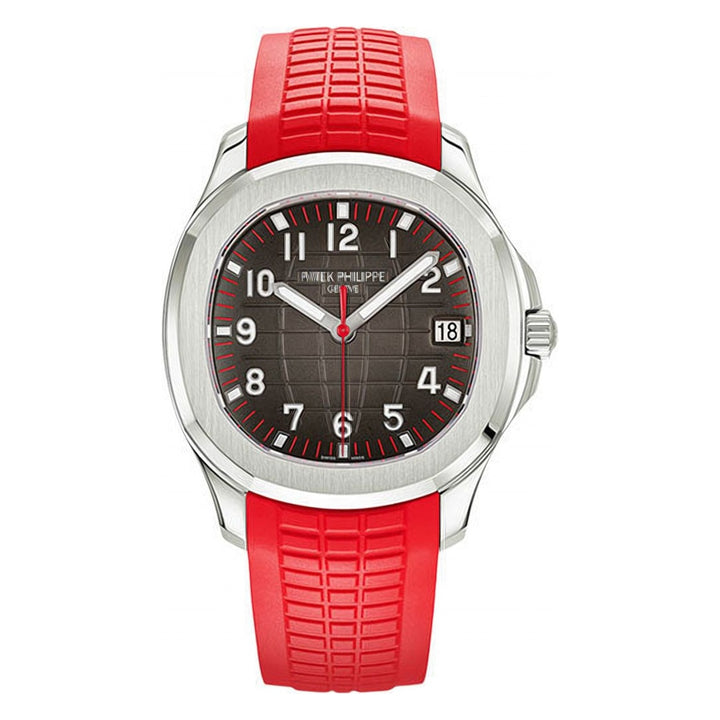 Patek Philippe 5167A-012 - Aquanaut Mens - Singapore 2019 Watch - 40mm Stainless Steel Case - Black Gray Dial - Red Composite Strap
