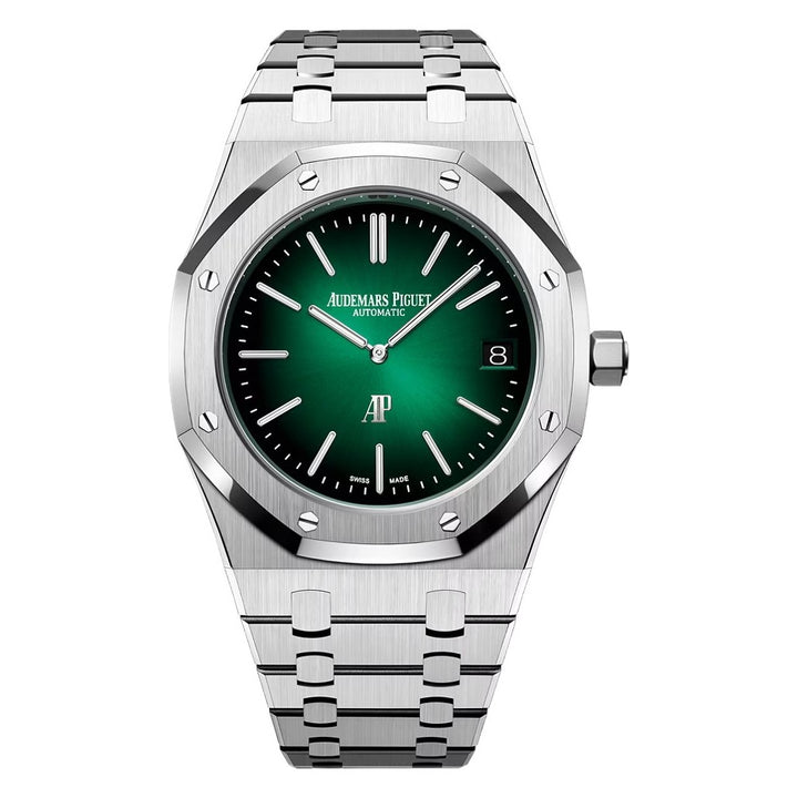 Audemars Piguet ROYAL OAK 39MM SMOKED GREEN DIAL PLATNIUM JUMBO EXTRA-THIN 15202PT.OO.1240PT.01 MENS WATCH